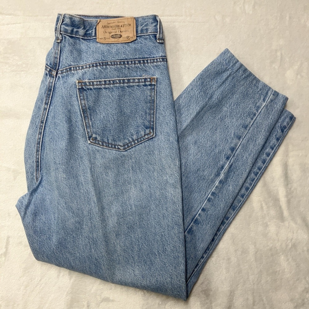 Vintage 80s 90s Abercrombie and Fitch Womens 14 Light Wash High Waist USA Made - Picture 9 of 9